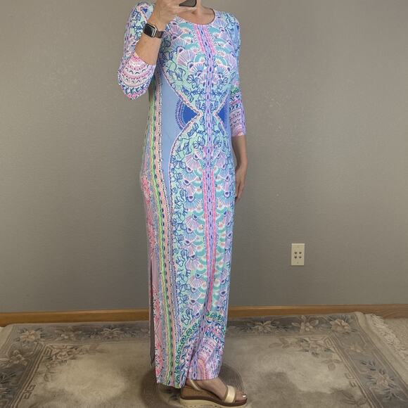 Lilly Pulitzer Dresses & Skirts - Lilly Pulitzer Womens Morgan Print Knit Maxi Dress Size M Multi Seaside Shindig